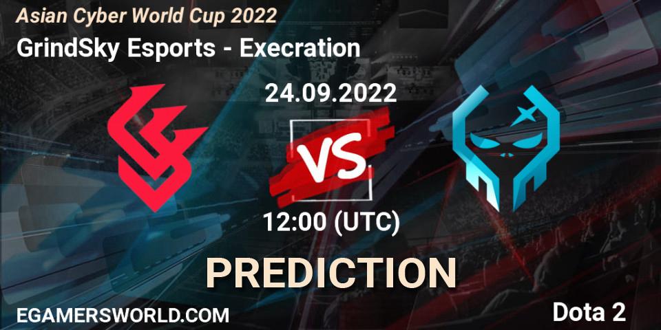 GrindSky Esports contre Execration : prédiction de match. 24.09.2022 at 12:37. Dota 2, Asian Cyber World Cup 2022