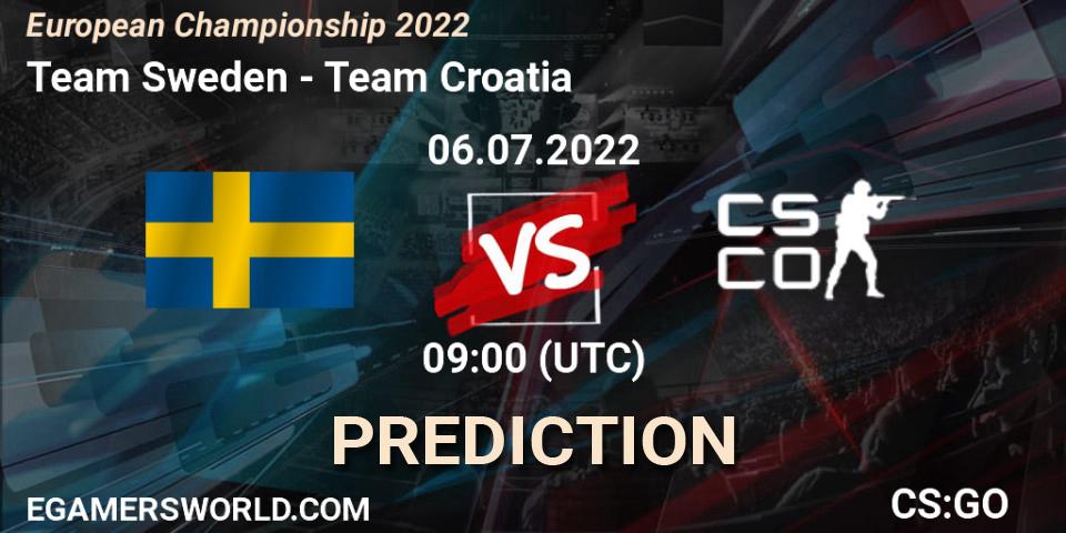 Team Sweden contre Team Croatia : prédiction de match. 06.07.2022 at 10:10. Counter-Strike (CS2), European Championship 2022