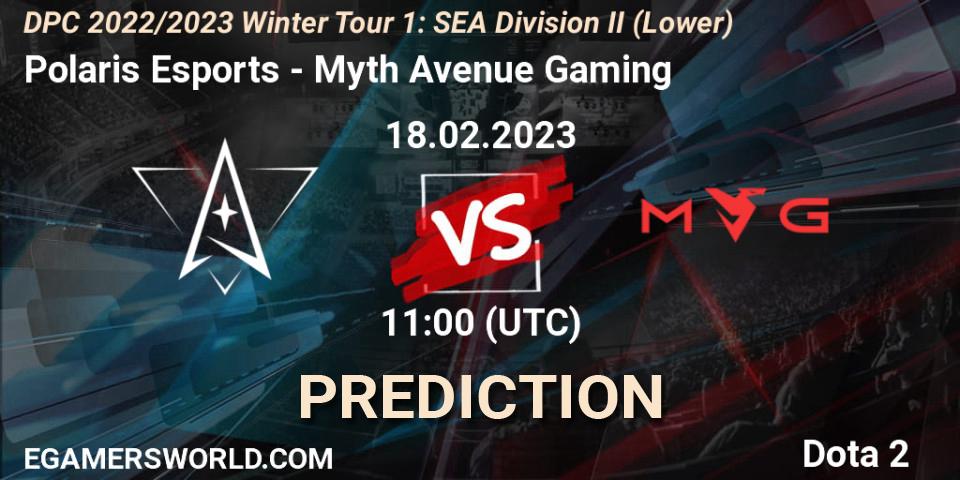 Polaris Esports contre Myth Avenue Gaming : prédiction de match. 19.02.23. Dota 2, DPC 2022/2023 Winter Tour 1: SEA Division II (Lower)