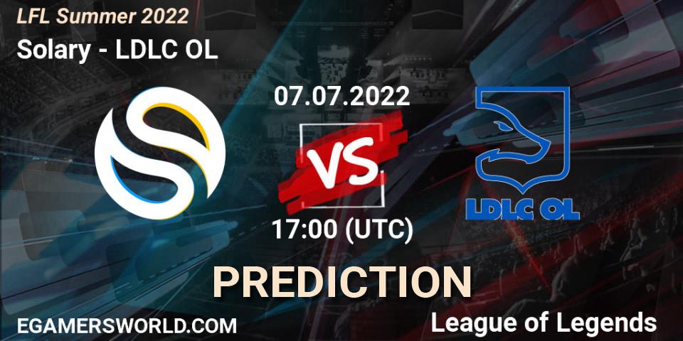 Solary contre LDLC OL : prédiction de match. 07.07.22. LoL, LFL Summer 2022