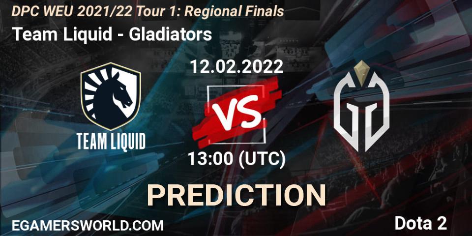 Team Liquid contre Gladiators : prédiction de match. 12.02.2022 at 12:55. Dota 2, DPC WEU 2021/22 Tour 1: Regional Finals