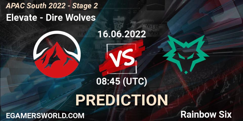 Elevate contre Dire Wolves : prédiction de match. 16.06.2022 at 08:45. Rainbow Six, APAC South 2022 - Stage 2