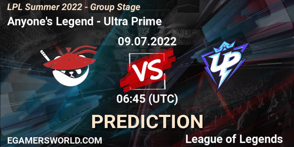 Anyone's Legend contre Ultra Prime : prédiction de match. 09.07.2022 at 06:45. LoL, LPL Summer 2022 - Group Stage