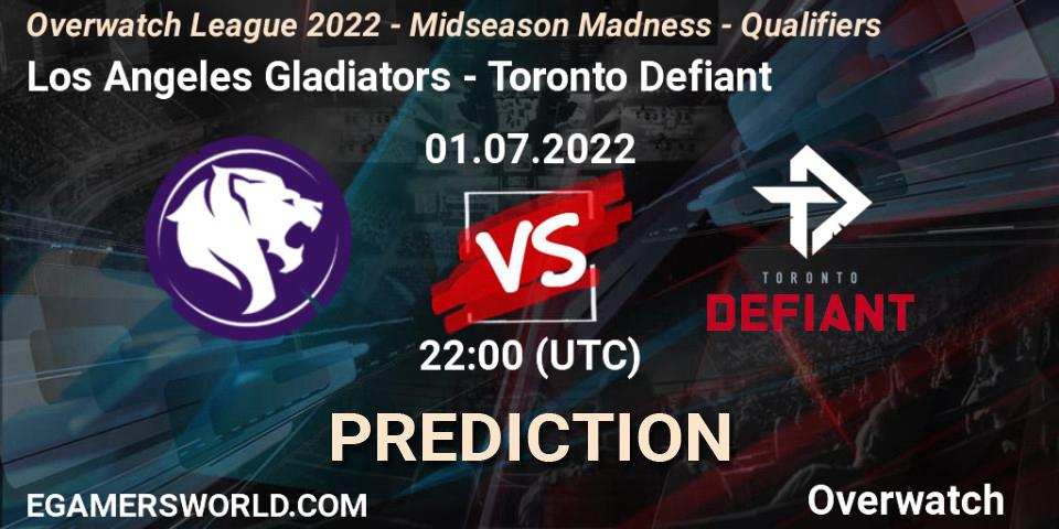 Los Angeles Gladiators contre Toronto Defiant : prédiction de match. 01.07.2022 at 22:30. Overwatch, Overwatch League 2022 - Midseason Madness - Qualifiers