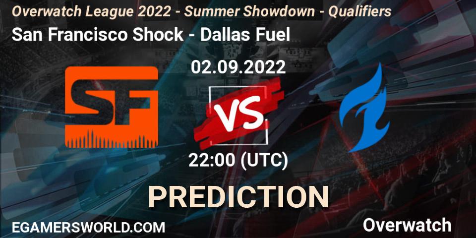 San Francisco Shock contre Dallas Fuel : prédiction de match. 02.09.2022 at 22:00. Overwatch, Overwatch League 2022 - Summer Showdown - Qualifiers
