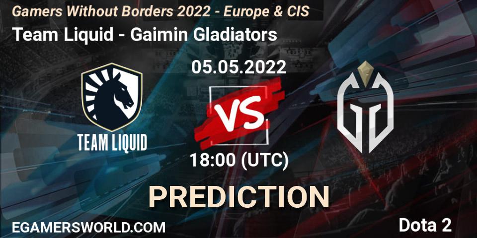 Team Liquid contre Gaimin Gladiators : prédiction de match. 05.05.2022 at 17:55. Dota 2, Gamers Without Borders 2022 - Europe & CIS