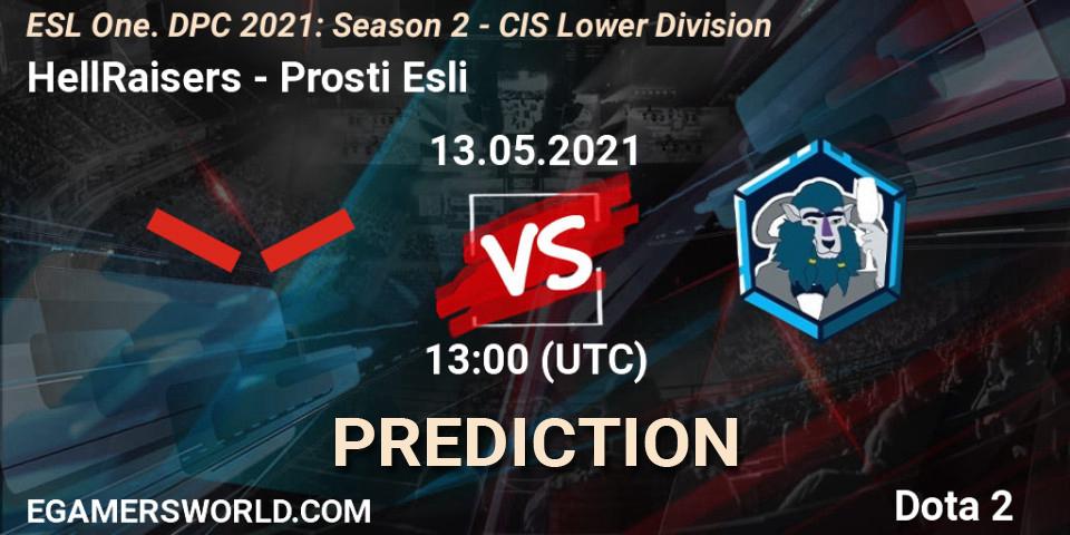HellRaisers contre Prosti Esli : prédiction de match. 13.05.2021 at 12:55. Dota 2, ESL One. DPC 2021: Season 2 - CIS Lower Division