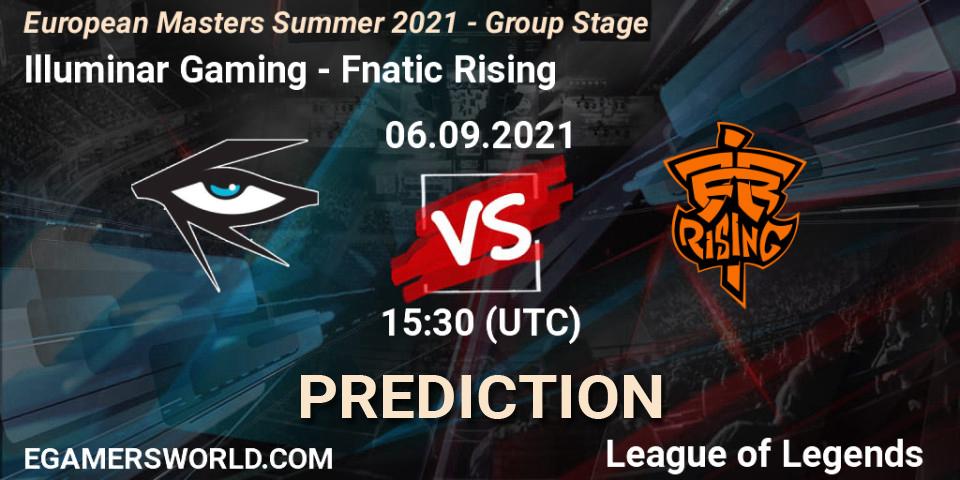 Illuminar Gaming contre Fnatic Rising : prédiction de match. 06.09.2021 at 15:30. LoL, European Masters Summer 2021 - Group Stage