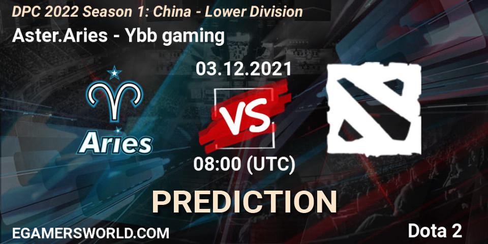 Aster.Aries contre Ybb gaming : prédiction de match. 03.12.2021 at 07:56. Dota 2, DPC 2022 Season 1: China - Lower Division