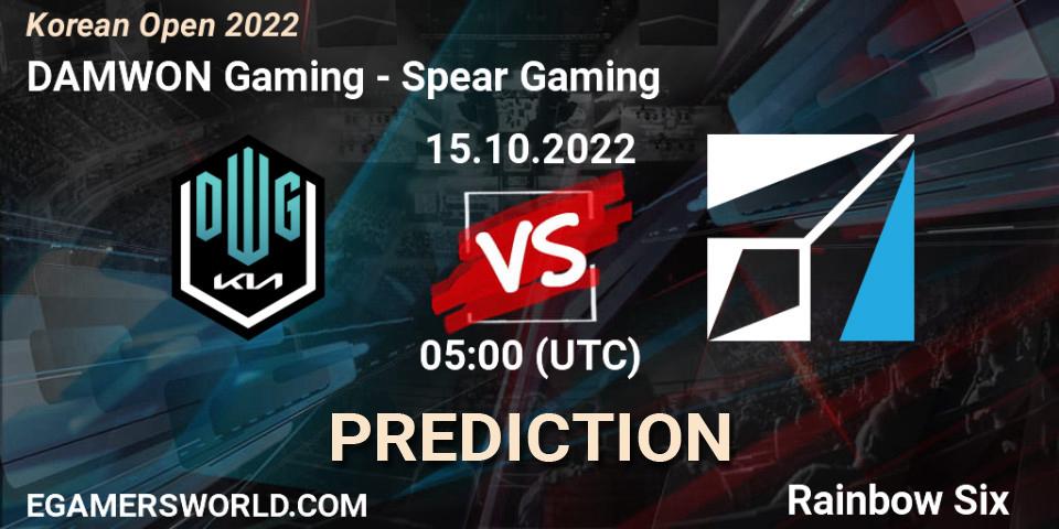 DAMWON Gaming contre Spear Gaming : prédiction de match. 15.10.2022 at 05:00. Rainbow Six, Korean Open 2022