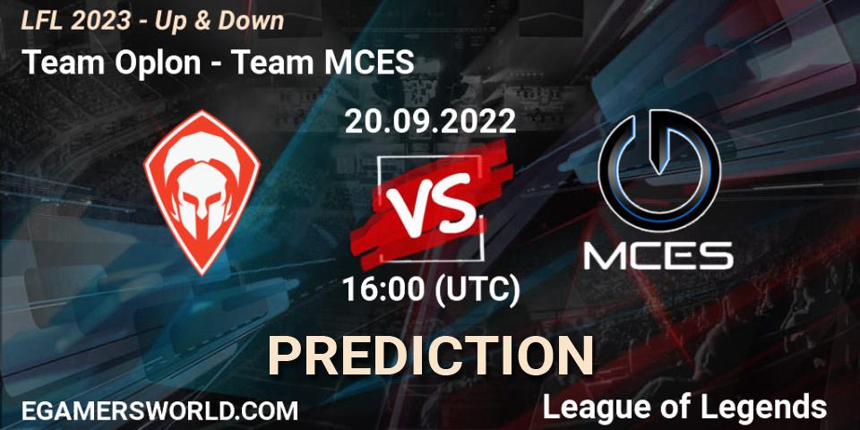 Team Oplon contre Team MCES : prédiction de match. 20.09.22. LoL, LFL 2023 - Up & Down