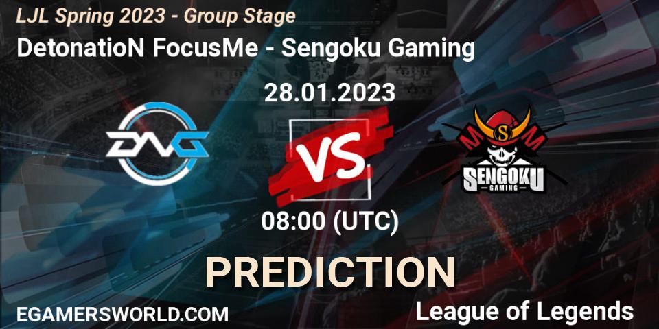 DetonatioN FocusMe contre Sengoku Gaming : prédiction de match. 28.01.23. LoL, LJL Spring 2023 - Group Stage