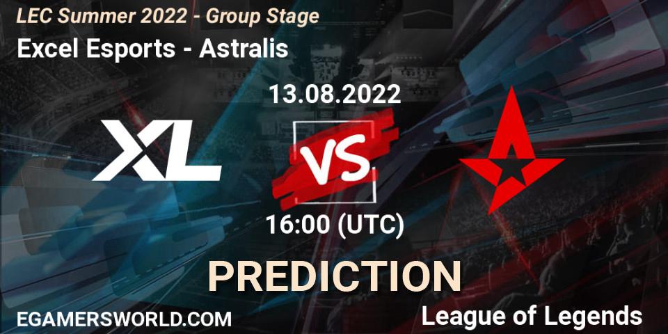 Excel Esports contre Astralis : prédiction de match. 14.08.2022 at 15:00. LoL, LEC Summer 2022 - Group Stage