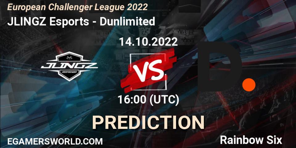 JLINGZ Esports contre Dunlimited : prédiction de match. 14.10.2022 at 16:00. Rainbow Six, European Challenger League 2022