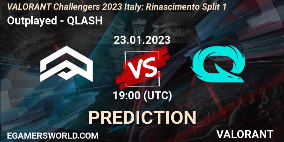 Outplayed contre QLASH : prédiction de match. 23.01.2023 at 19:30. VALORANT, VALORANT Challengers 2023 Italy: Rinascimento Split 1