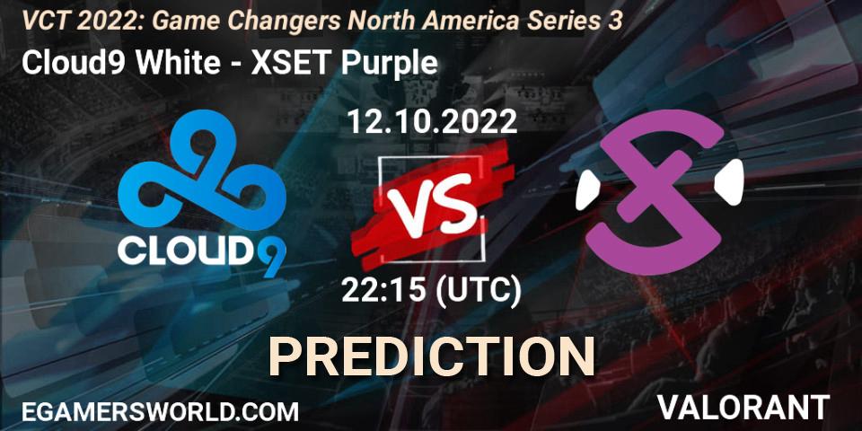 Cloud9 White contre XSET Purple : prédiction de match. 12.10.2022 at 22:15. VALORANT, VCT 2022: Game Changers North America Series 3