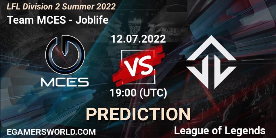Team MCES contre Joblife : prédiction de match. 12.07.22. LoL, LFL Division 2 Summer 2022