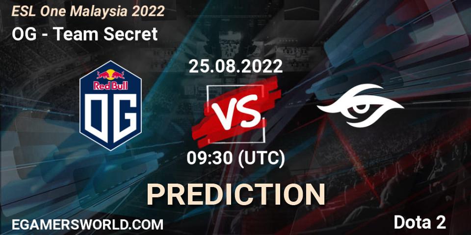 OG contre Team Secret : prédiction de match. 25.08.22. Dota 2, ESL One Malaysia 2022