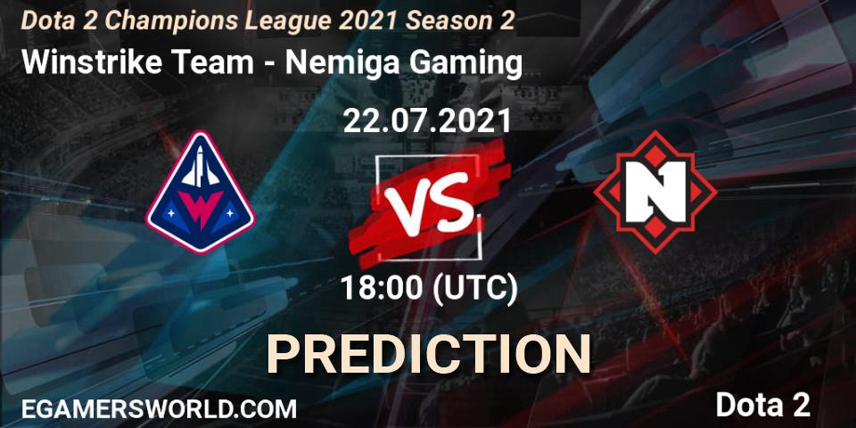 Winstrike Team contre Nemiga Gaming : prédiction de match. 31.07.2021 at 18:00. Dota 2, Dota 2 Champions League 2021 Season 2