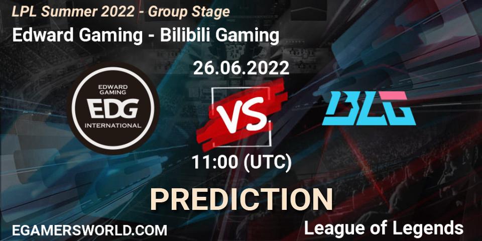 Edward Gaming contre Bilibili Gaming : prédiction de match. 26.06.22. LoL, LPL Summer 2022 - Group Stage