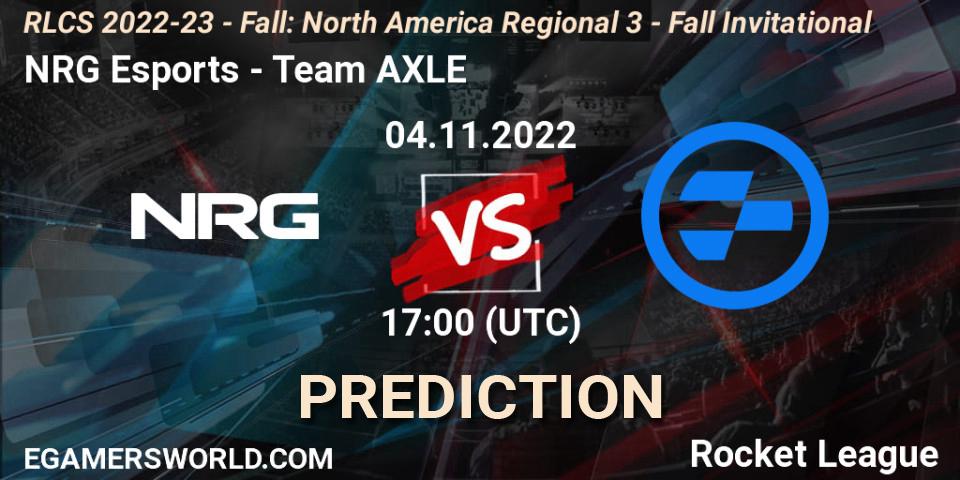 NRG Esports contre Team AXLE : prédiction de match. 04.11.2022 at 17:00. Rocket League, RLCS 2022-23 - Fall: North America Regional 3 - Fall Invitational