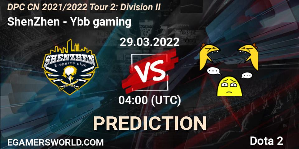 ShenZhen contre Ybb gaming : prédiction de match. 29.03.2022 at 04:04. Dota 2, DPC 2021/2022 Tour 2: CN Division II (Lower)
