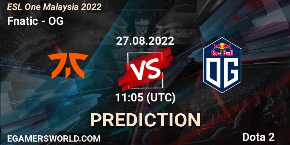 Fnatic contre OG : prédiction de match. 27.08.22. Dota 2, ESL One Malaysia 2022