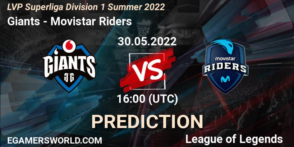 Giants contre Movistar Riders : prédiction de match. 30.05.2022 at 16:00. LoL, LVP Superliga Division 1 Summer 2022