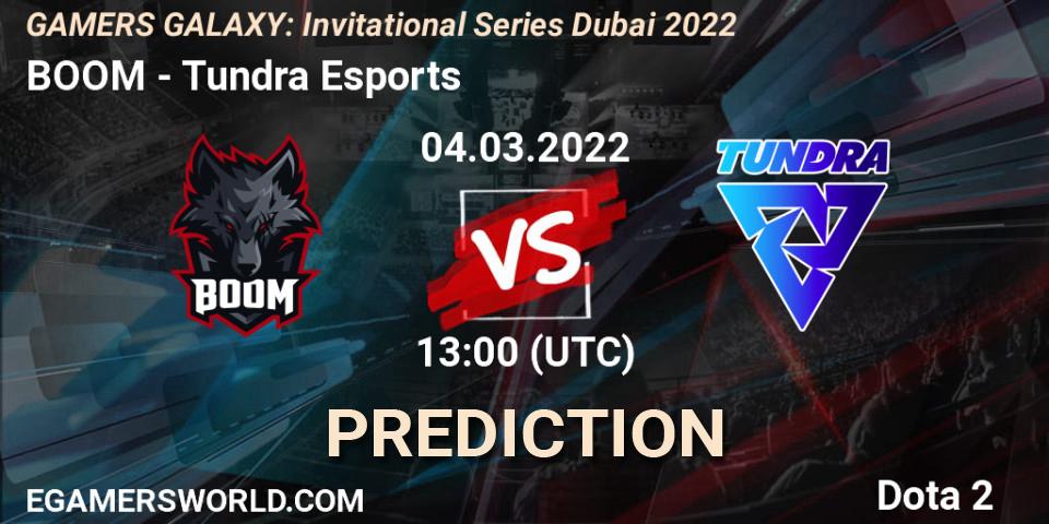BOOM contre Tundra Esports : prédiction de match. 04.03.2022 at 13:11. Dota 2, GAMERS GALAXY: Invitational Series Dubai 2022