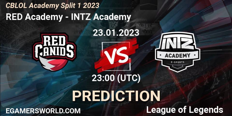 RED Academy contre INTZ Academy : prédiction de match. 23.01.2023 at 23:15. LoL, CBLOL Academy Split 1 2023