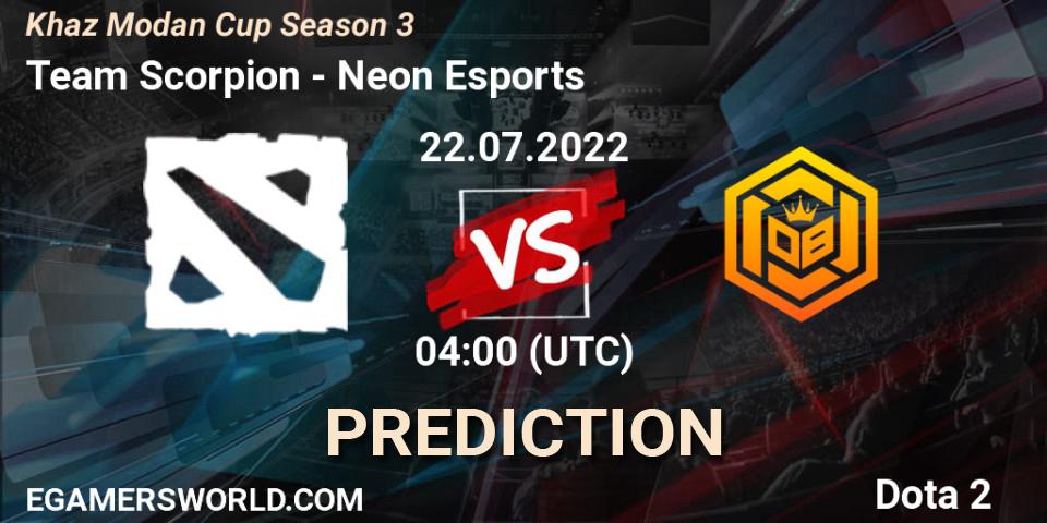 Team Scorpion contre Neon Esports : prédiction de match. 22.07.2022 at 04:08. Dota 2, Khaz Modan Cup Season 3