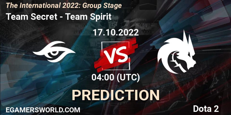 Team Secret contre Team Spirit : prédiction de match. 17.10.22. Dota 2, The International 2022: Group Stage