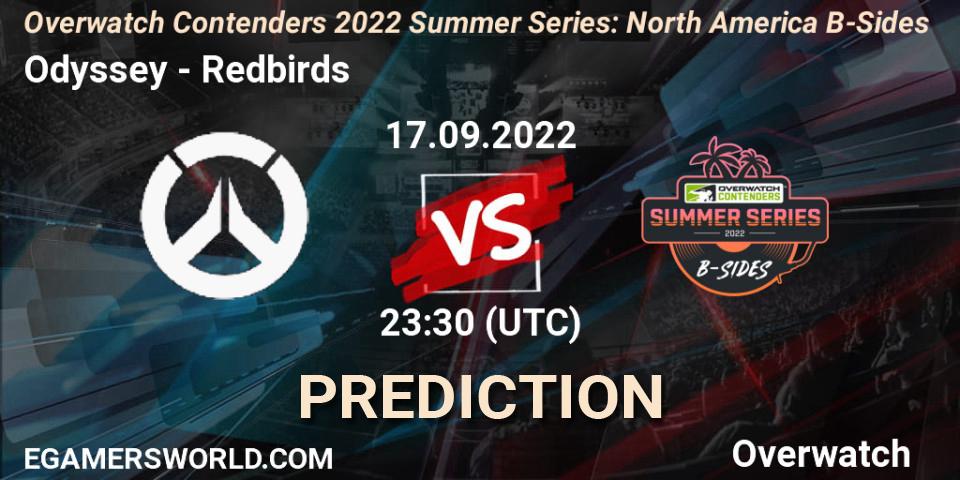 Odyssey contre Redbirds : prédiction de match. 17.09.2022 at 23:30. Overwatch, Overwatch Contenders 2022 Summer Series: North America B-Sides