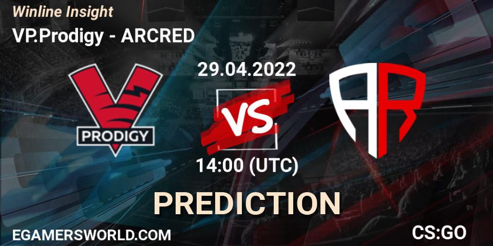 VP.Prodigy contre ARCRED : prédiction de match. 29.04.2022 at 14:00. Counter-Strike (CS2), Winline Insight