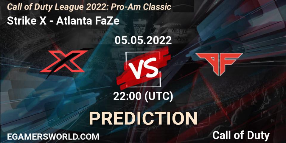 Strike X contre Atlanta FaZe : prédiction de match. 05.05.2022 at 22:00. Call of Duty, Call of Duty League 2022: Pro-Am Classic
