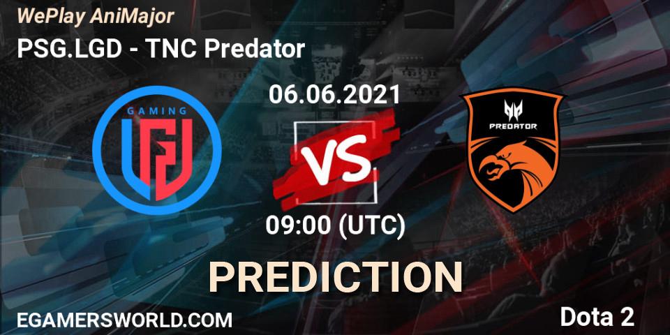 PSG.LGD contre TNC Predator : prédiction de match. 06.06.2021 at 11:00. Dota 2, WePlay AniMajor 2021