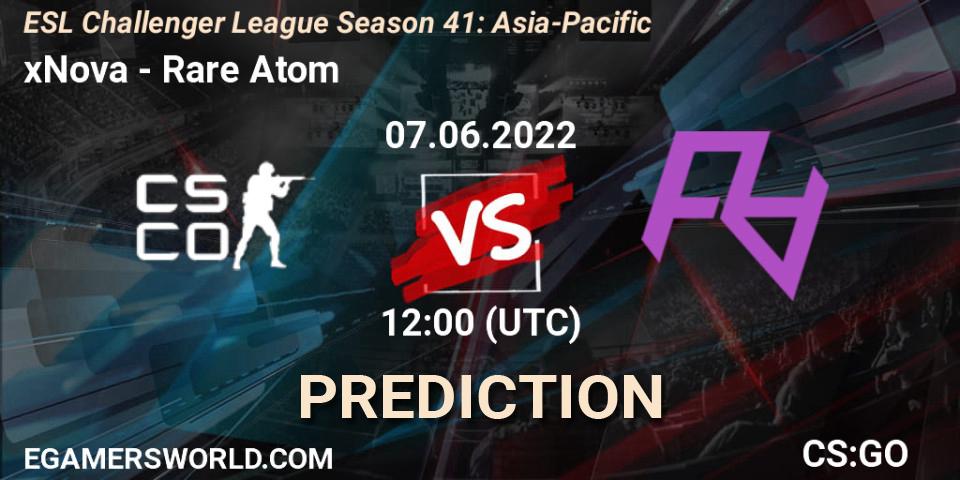 xNova contre Rare Atom : prédiction de match. 07.06.2022 at 12:00. Counter-Strike (CS2), ESL Challenger League Season 41: Asia-Pacific