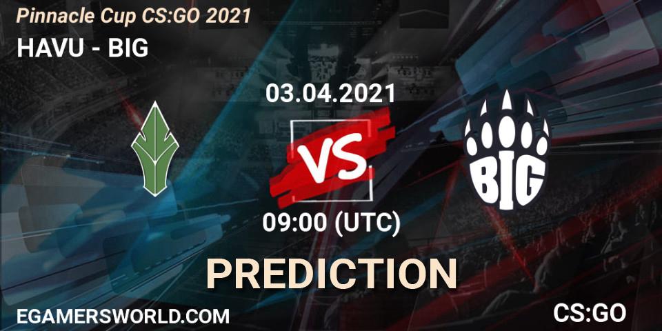HAVU contre BIG : prédiction de match. 03.04.2021 at 12:00. Counter-Strike (CS2), Pinnacle Cup #1