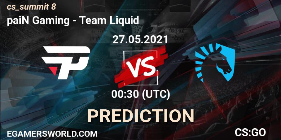 paiN Gaming contre Team Liquid : prédiction de match. 27.05.2021 at 01:10. Counter-Strike (CS2), cs_summit 8