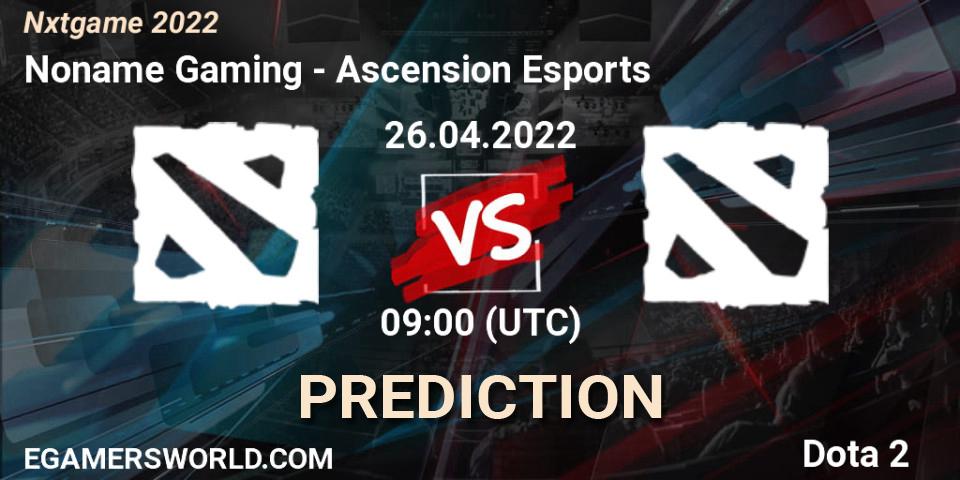 Noname Gaming contre Ascension Esports : prédiction de match. 26.04.2022 at 09:01. Dota 2, Nxtgame 2022