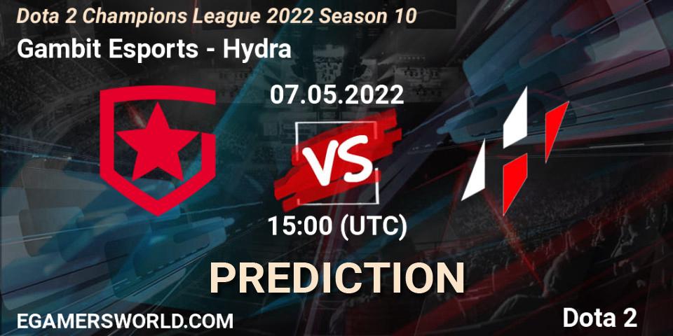 Gambit Esports contre Hydra : prédiction de match. 07.05.2022 at 15:00. Dota 2, Dota 2 Champions League 2022 Season 10 