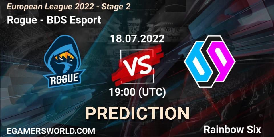 Rogue contre BDS Esport : prédiction de match. 18.07.2022 at 18:00. Rainbow Six, European League 2022 - Stage 2