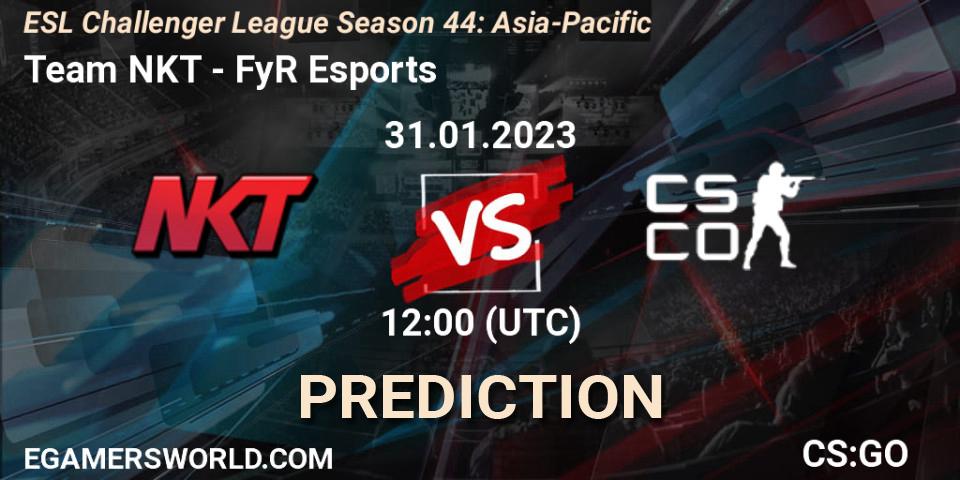 Team NKT contre FyR Esports : prédiction de match. 31.01.23. CS2 (CS:GO), ESL Challenger League Season 44: Asia-Pacific