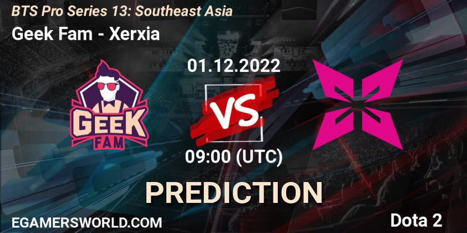 Geek Fam contre Xerxia : prédiction de match. 01.12.22. Dota 2, BTS Pro Series 13: Southeast Asia
