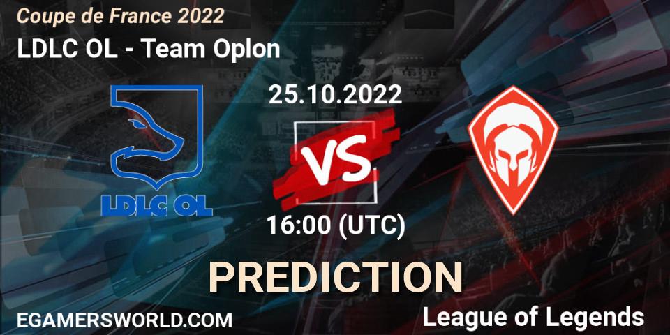 LDLC OL contre Team Oplon : prédiction de match. 25.10.2022 at 16:00. LoL, Coupe de France 2022