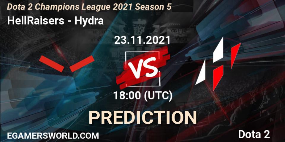HellRaisers contre Hydra : prédiction de match. 23.11.21. Dota 2, Dota 2 Champions League 2021 Season 5