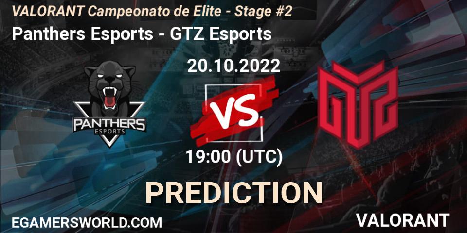 Panthers Esports contre GTZ Esports : prédiction de match. 20.10.2022 at 19:00. VALORANT, VALORANT Campeonato de Elite - Stage #2