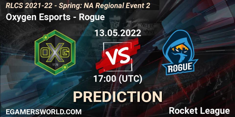 Oxygen Esports contre Rogue : prédiction de match. 13.05.22. Rocket League, RLCS 2021-22 - Spring: NA Regional Event 2
