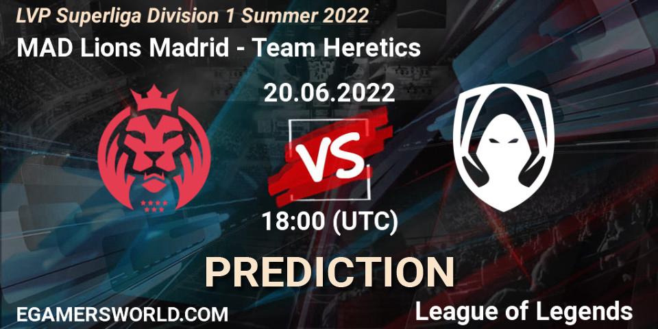MAD Lions Madrid contre Team Heretics : prédiction de match. 20.06.2022 at 18:00. LoL, LVP Superliga Division 1 Summer 2022
