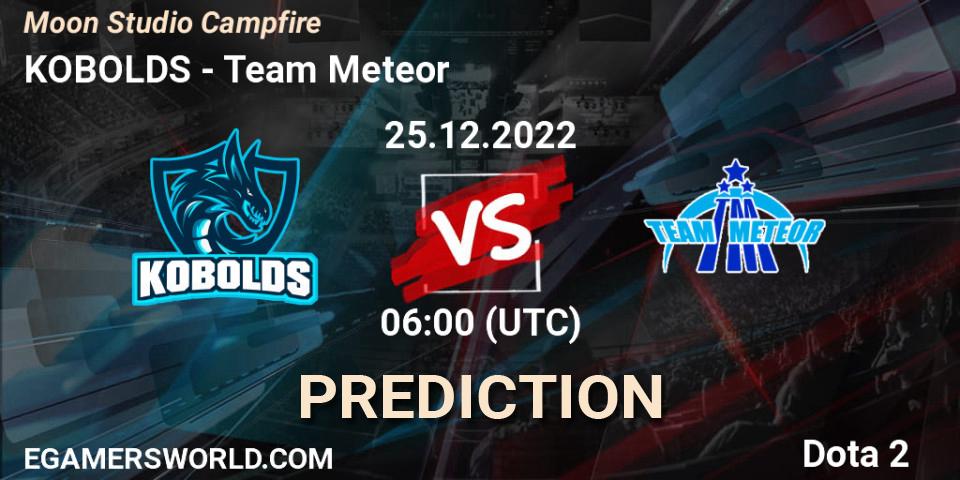 KOBOLDS contre Team Meteor : prédiction de match. 25.12.2022 at 06:01. Dota 2, Moon Studio Campfire
